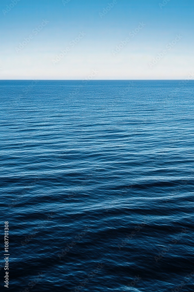 Fototapeta premium Peaceful blue ocean waves under a clear sky at midday