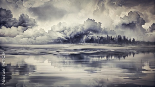 Stormy Lake Landscape Cloud...