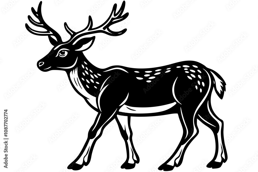 Obraz premium Elegant Line Silhouette Drawing of a Reindeer Simple and Stylish Artwork
