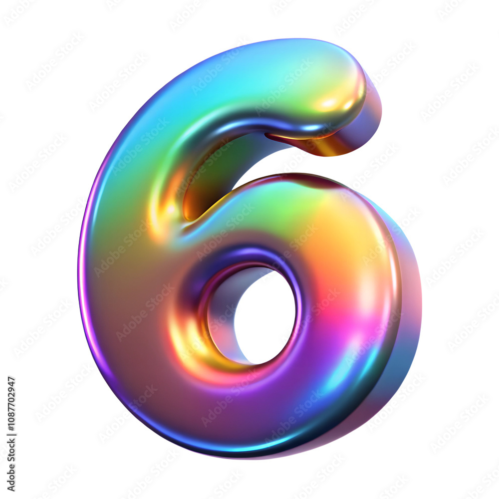 3D holographic digit isolated on background. Iridescent number for holidays, special dates and birthdays 3D holographic digit isolated on background. Iridescent number for holidays, special dates and birthdays