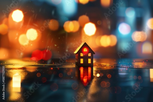 Blurred housing background focused on investment properties and modern homes