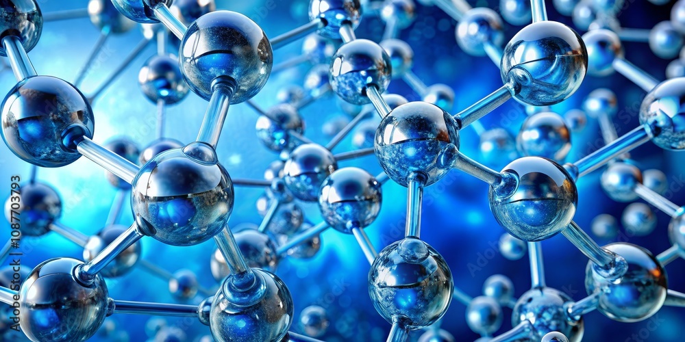 Blue Molecular Structure 3D Render of Atoms, Science, Chemistry Nanotechnology, Molecular Modeling Blue Molecular Structure 3D Render of Atoms, Science, Chemistry Nanotechnology, Molecular Modeling
