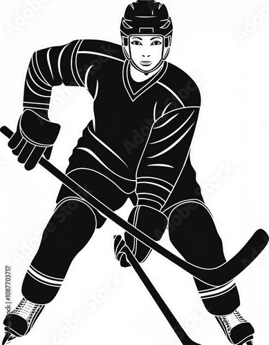 hockey player with puck photo