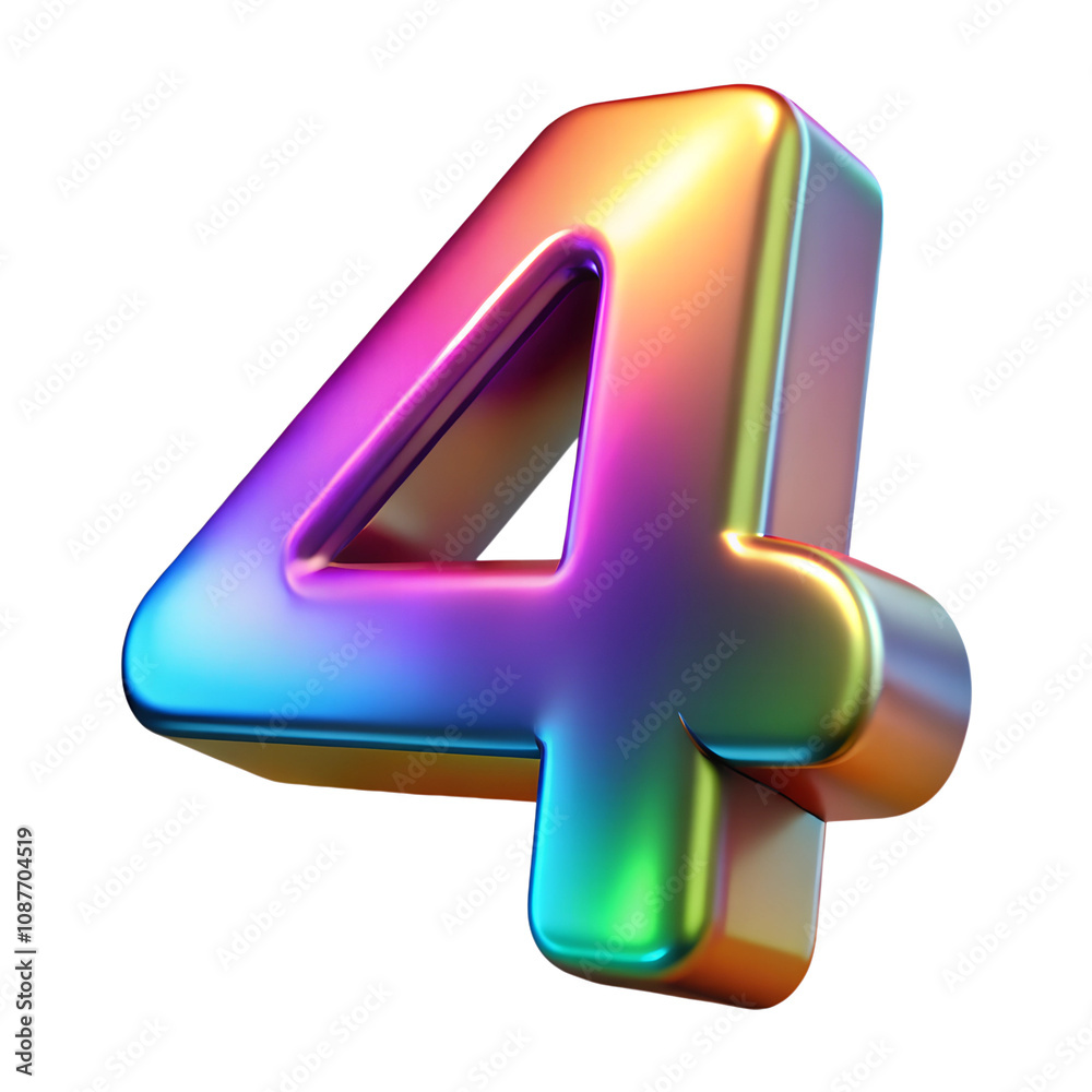 Fototapeta premium 3D holographic digit isolated on background. Iridescent number for holidays, special dates and birthdays