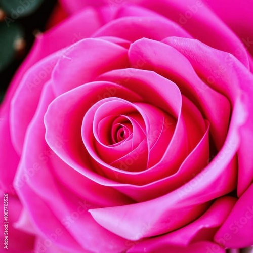 Obraz na płótnie Macro photography of a rose, deep pink, with delicate petals, sharp focus, minimalistic composition, ultra-realistic, soft shadows creating subtle depth. AI generated. w salonie