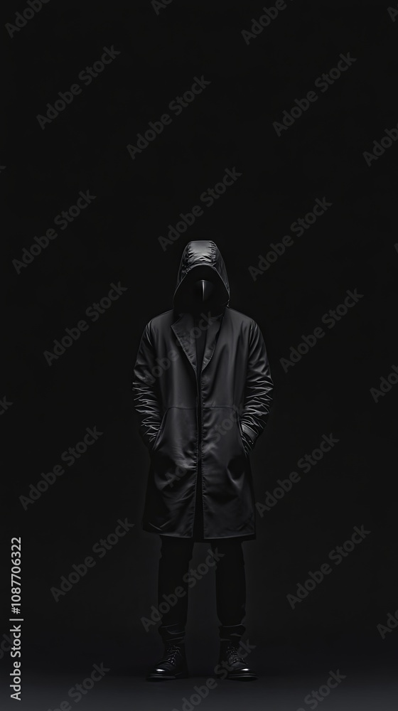 Mysterious Figure in a Hooded Cloak - Dark and Dramatic Silhouette Mysterious Figure in a Hooded Cloak - Dark and Dramatic Silhouette