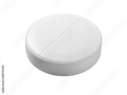 white pills isolated on white background