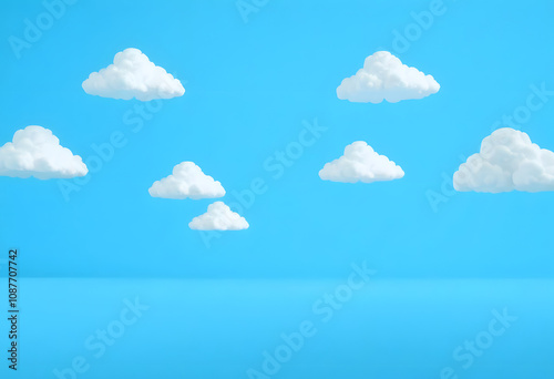 blue background with white clouds flying. 3d render