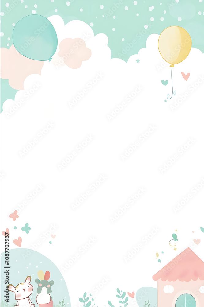 Clean and childfriendly A4 page background design for a kindergarten newsletter The background should include soft pastel colors such as green light blue or pink Includ Clean and childfriendly A4 page background design for a kindergarten newsletter The background should include soft pastel colors such as green light blue or pink Includ