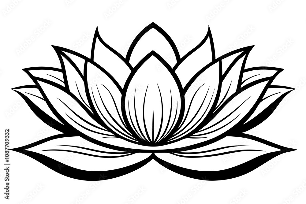 Elegant Line Silhouette Drawing of a Lotus A Minimalist Art Inspiration Elegant Line Silhouette Drawing of a Lotus A Minimalist Art Inspiration