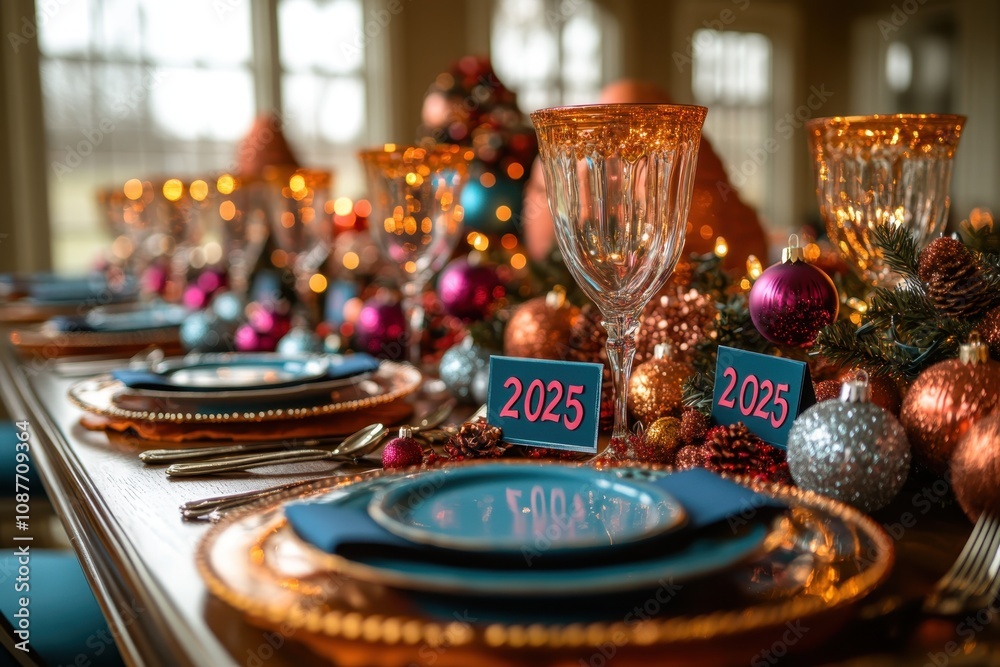 Vibrant holiday table setting with Vibrant holiday table setting with