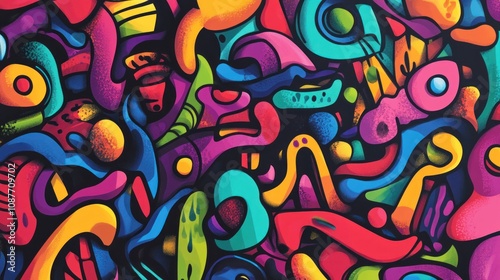 Wallpaper Mural Vibrant abstract design featuring colorful shapes and patterns. Torontodigital.ca