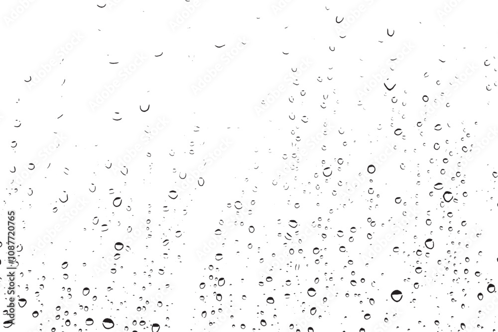 Small water drops texture vector. Rainy window overlay texture. Rain on glass background. Abstract halftone textured effect. Vector Illustration. EPS10.