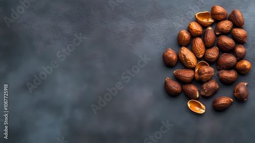 High-resolution nuts background, showcasing organic texture ideal for stock images related to natural snacks, nutrition, and healthy food marketing themes. photo