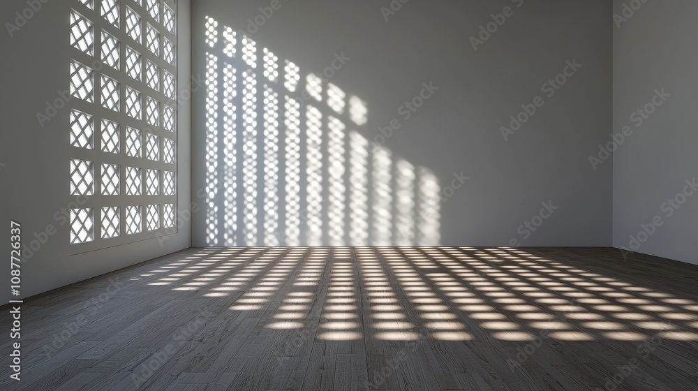 Shadows play in minimalist room indoor space architectural photography modern design sunlit perspective serenity and calmness Shadows play in minimalist room indoor space architectural photography modern design sunlit perspective serenity and calmness
