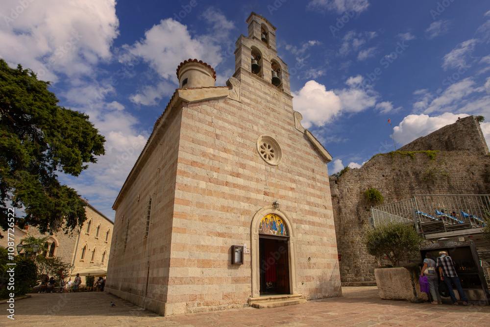 September 17, 2024 Montenegro: Church of John the Baptist, Catholic Church in Budva, Montenegro