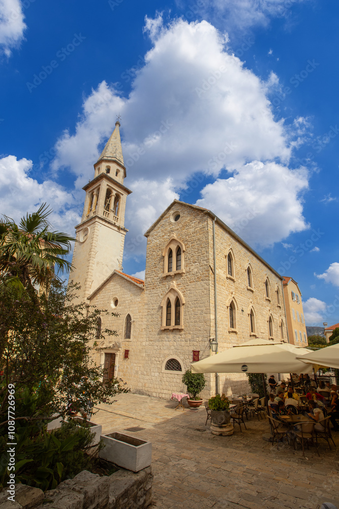 September 17, 2024 Montenegro: Church of John the Baptist, Catholic Church in Budva, Montenegro