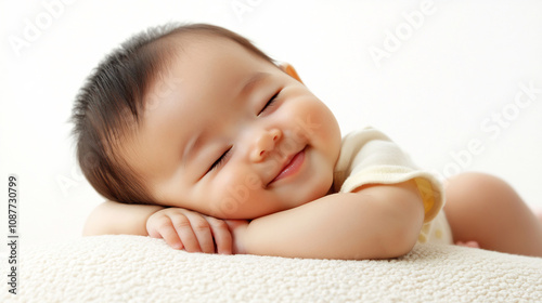 Smiling baby resting cutely