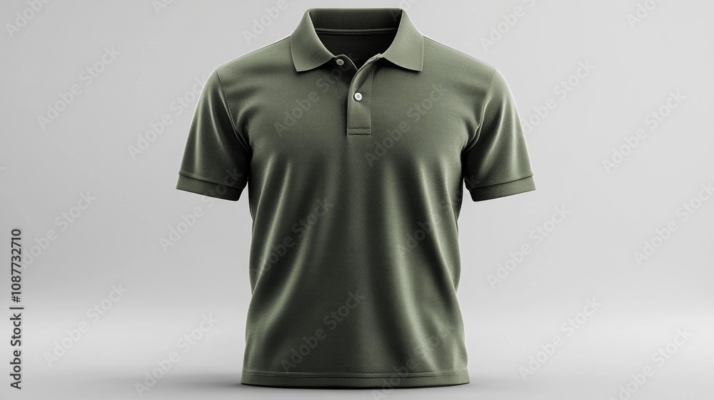 Olive Polo T-shirt Mockup. Generative AI Olive Polo T-shirt Mockup. Generative AI