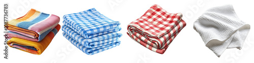Dish Towel – A Cloth Used for Drying Dishes and Wiping Surfaces After Cleaning Isolated on Clear White Background Highly Detailed