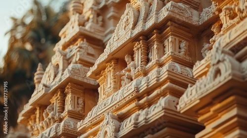 A close-up of intricate carvings on the entrance of the Ranganathaswamy Temple, showcasing its architectural beauty. photo