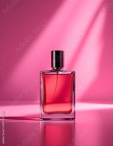 Elegant Perfume on a table with colourful lights