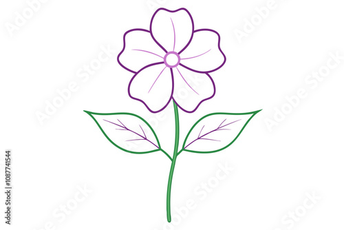 Elegant Line Silhouette Drawing of a Phlox Flower