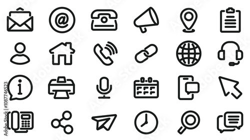 Simple business card icon set, Business icon set, contact information, contact us. Vector illustration symbol for professional networking and contact information exchange on transparent background. 