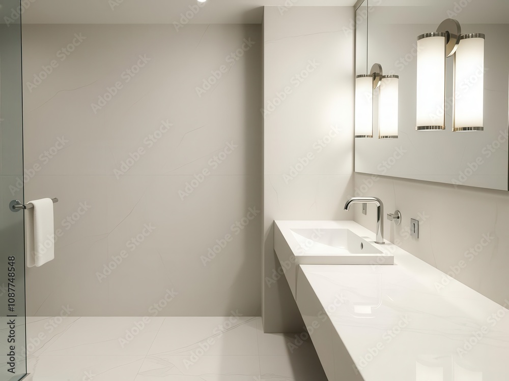 A luxurious bathroom with a sleek, modern sink and elegant fixtures, luxury, modern A luxurious bathroom with a sleek, modern sink and elegant fixtures, luxury, modern