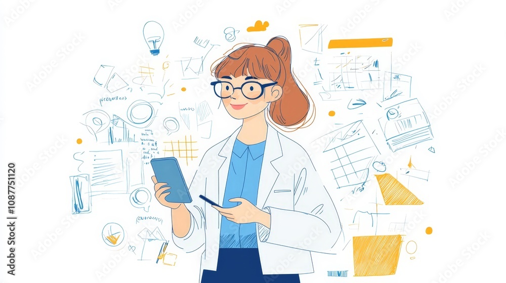 Scientist with Smartphone & Innovative Ideas Scientist with Smartphone & Innovative Ideas