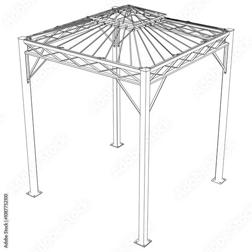 Garden Gazebo outline vector illustration. Perfect for artistic projects, decor ideas, and graphic designs. Elegant Antique Decor Illustration 