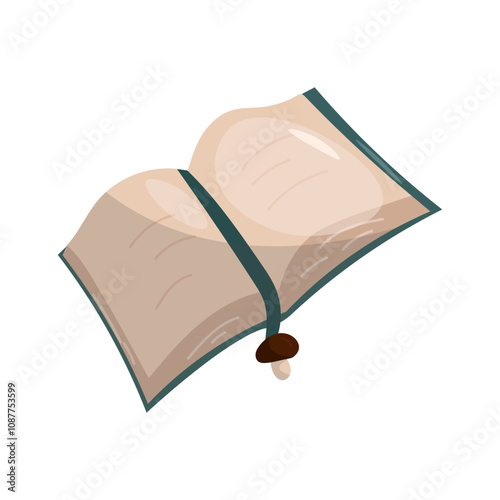 Open book with bookmark on white background. Vector illustration