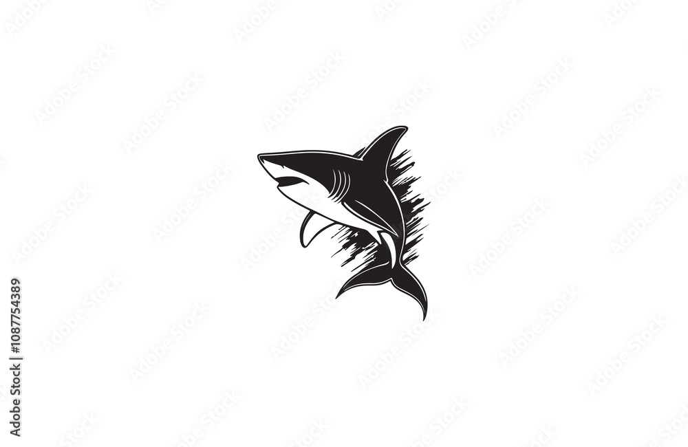 Fototapeta premium shark silhouette vector line art logo