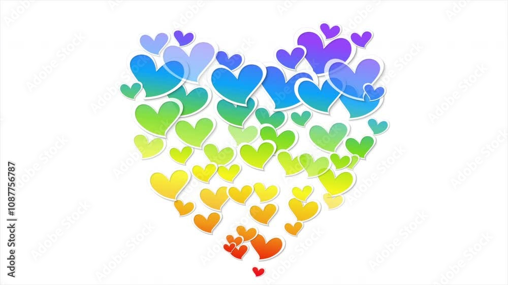 LGBTQ Pride Month abstract colorful hearts background. Concept motion ...