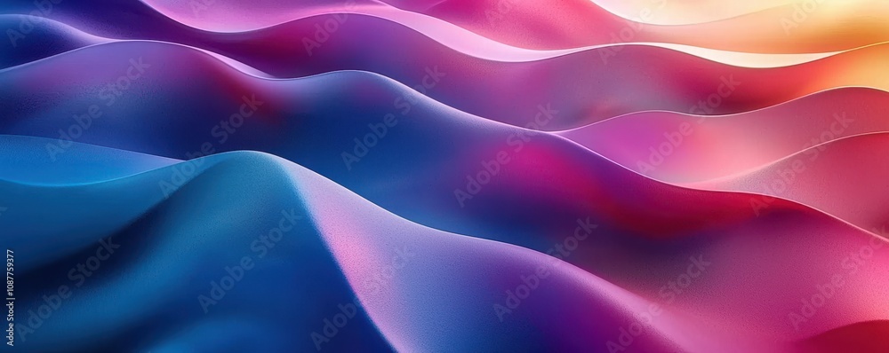 Obraz premium Vibrant abstract waves with gradient colors in a digital landscape