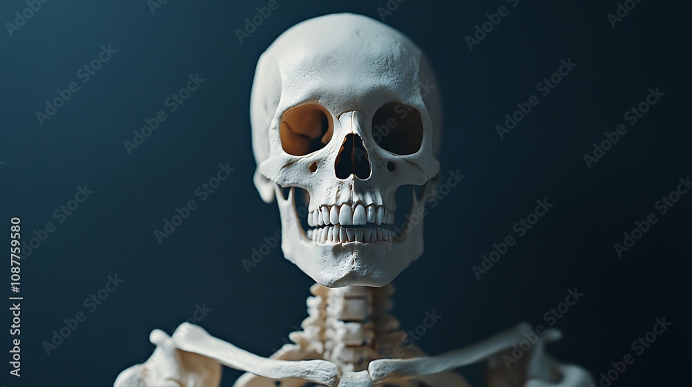 Anatomically accurate human skeleton portrait with lifelike shading and depth image Anatomically accurate human skeleton portrait with lifelike shading and depth image