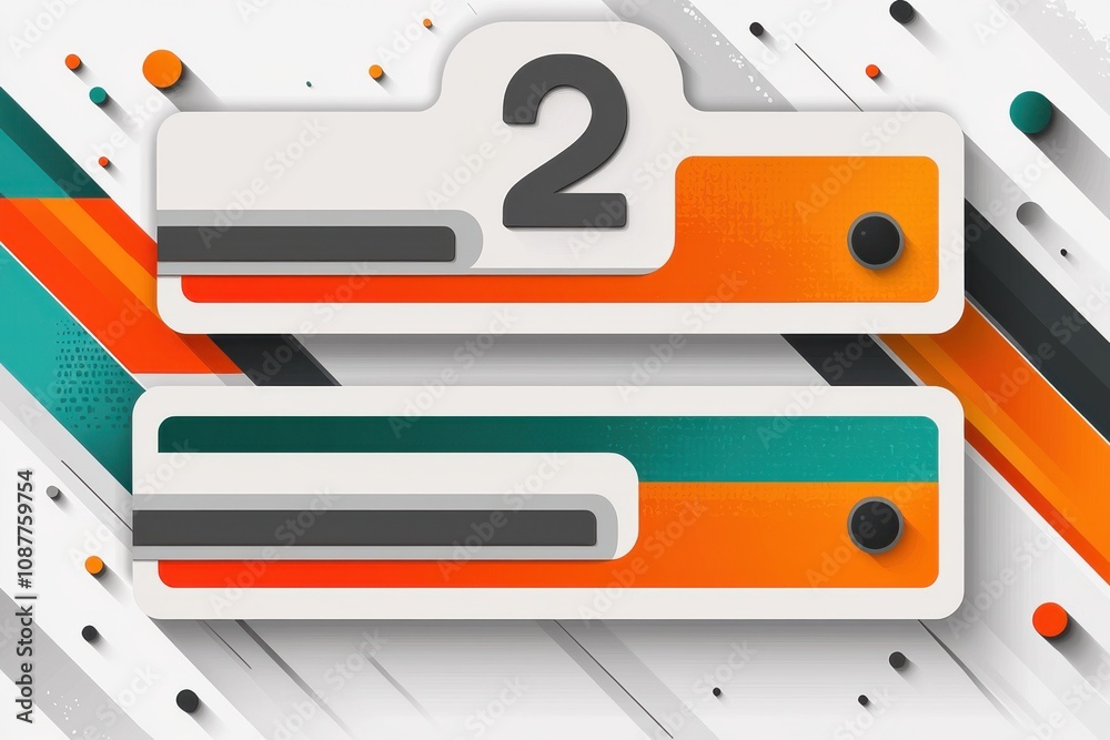 Obraz premium Abstract illustration with geometric shapes and number two