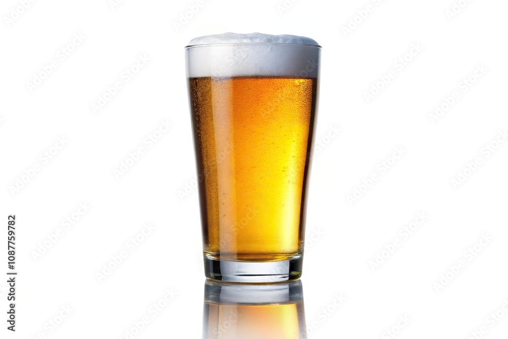 beer in pint glass on white background beer in pint glass on white background