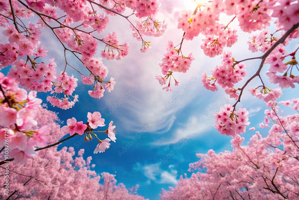 cherry blossom pink sky painting