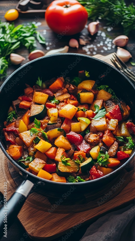 Delicious Vegetable Stew in a Pan - Home Cooked Meal Delicious Vegetable Stew in a Pan - Home Cooked Meal