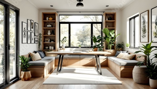 cozy aesthetic room with a big window and a lot light