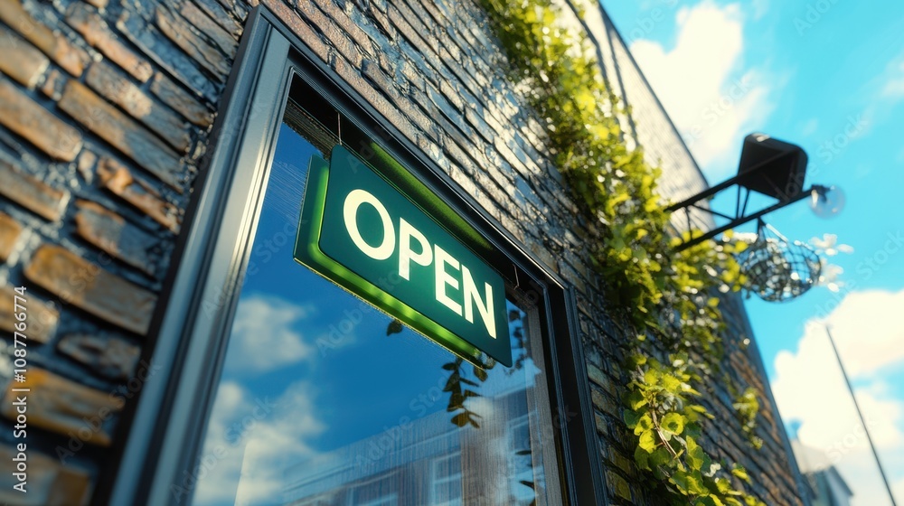 Obraz premium The Open Sign on Storefront