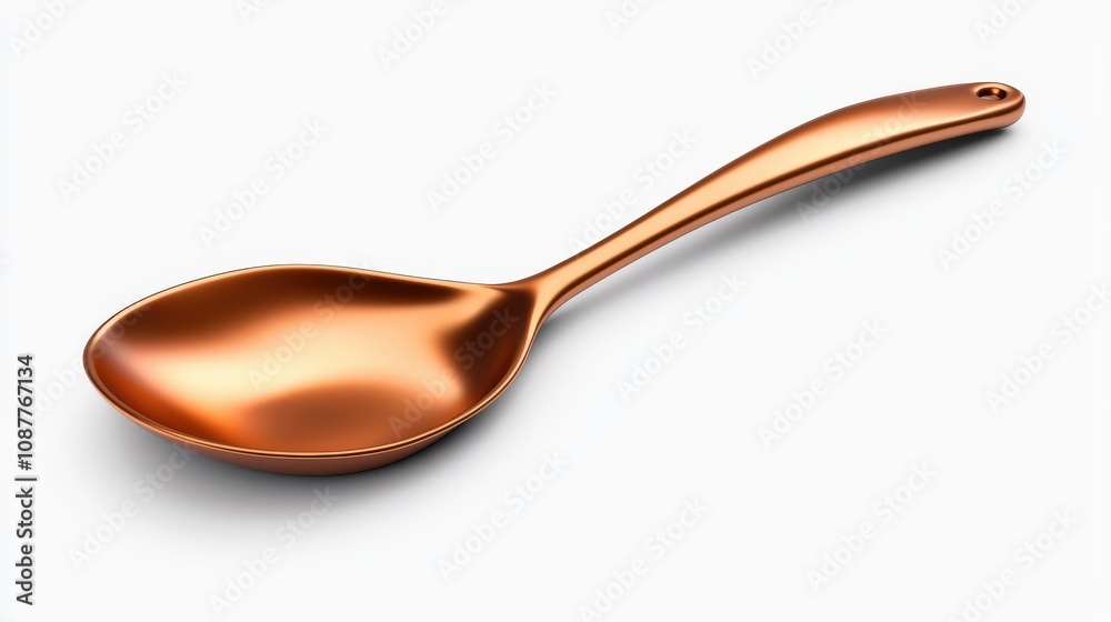 3D Render of Modern Shiny Copper Serving Spoon for Kitchen and Cooking 3D Render of Modern Shiny Copper Serving Spoon for Kitchen and Cooking