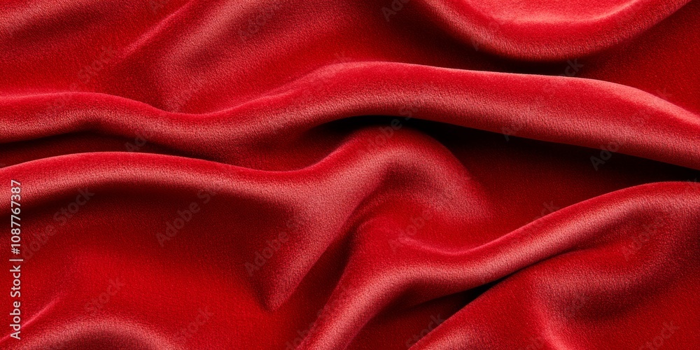 Deep red velvet fabric with smooth folds and soft shadows creating a luxurious atmosphere for design projects Deep red velvet fabric with smooth folds and soft shadows creating a luxurious atmosphere for design projects