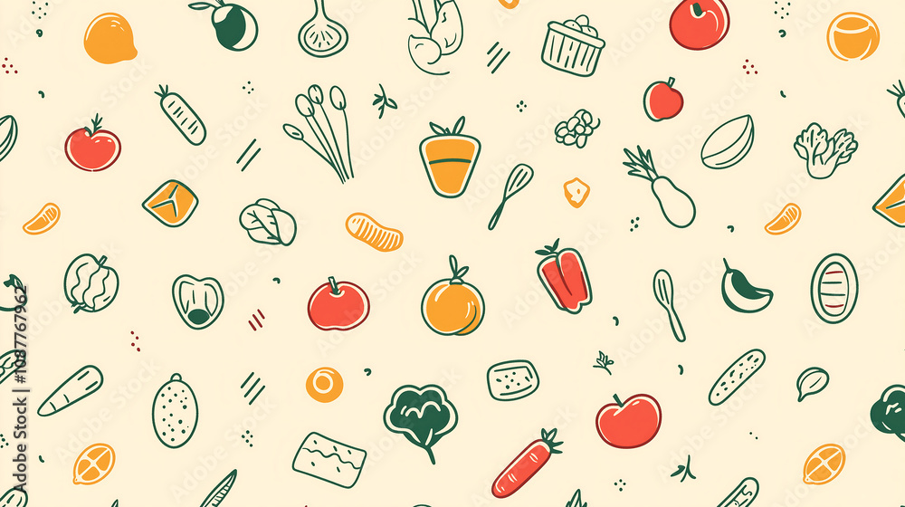 colorful icon pattern representing healthy food colorful icon pattern representing healthy food