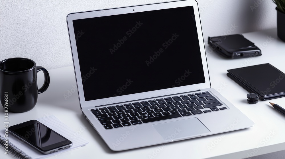 The Modern Laptop on Desk The Modern Laptop on Desk
