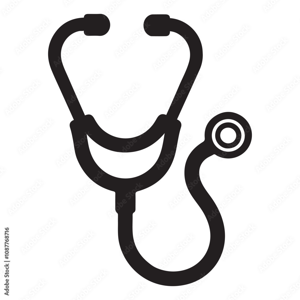 Modern Stethoscope Icon with Outline on white background Modern Stethoscope Icon with Outline on white background
