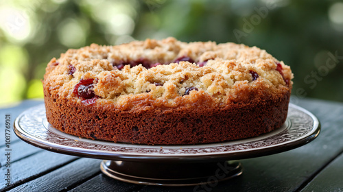 Buttery plum cake with streusel topping.