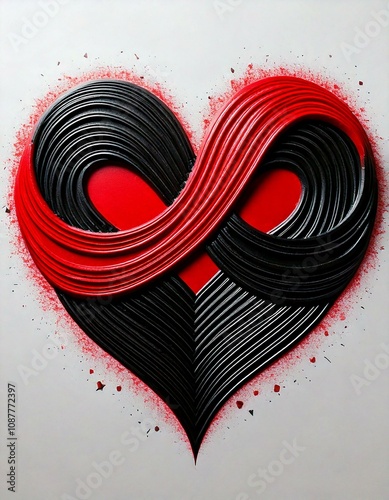 black and red heart on white background texture oil painting paint painted isolated love message passion textured pattern infinity sign symbol endless love forever  photo