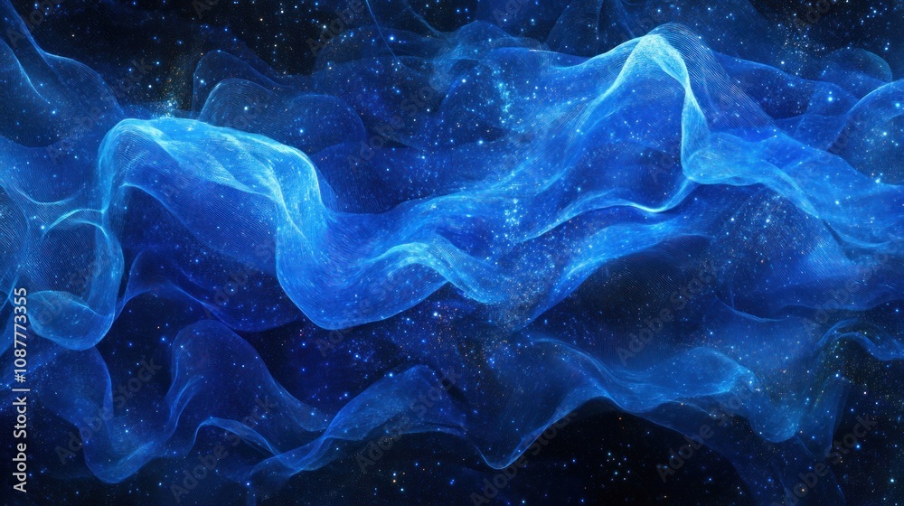 Obraz premium Celestial Dance: Abstract Blue Nebula